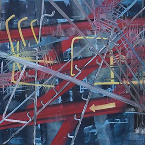 De serie DOORKIJK bestaat uit 3 schilderijen, die zowel los verkrijgbaar zijn en als een serie. De afmetingen zijn 80x80 en zijn gemaakt met acryl op katoenen doek. Het werken maken deel uit van het thema Industry Recycled waarvan verschillende industriegebieden als inspiratiebronnen gebruikt zijn. prijs per stuk is € 960,- De prijs van de serie is € 2.500,-